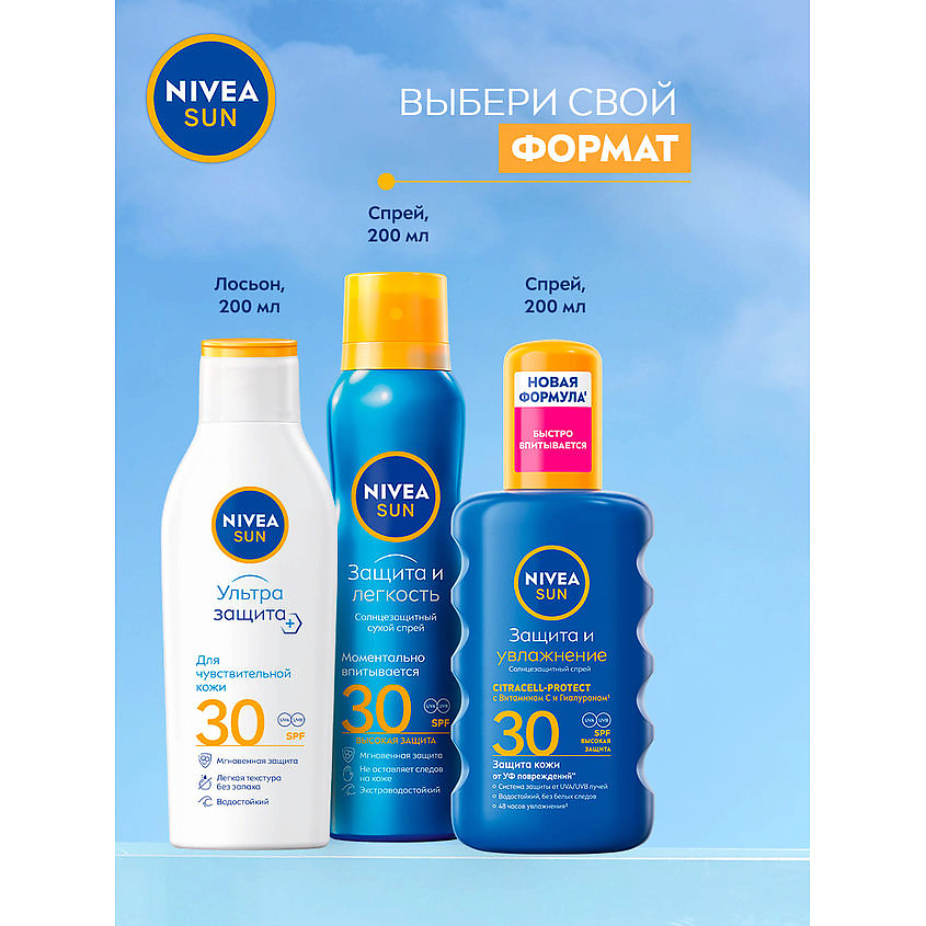 NIVEA Увлажняющий солнцезащитный лосьон для тела Nivea Sun "Защита и увлажнение" SPF 30, сверхводостойкий – фото 12