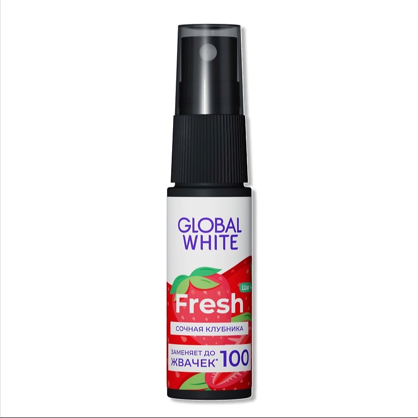 Изображение товара GLOBAL WHITE Спрей освежающий для полости рта со вкусом сочной клубники Strawberry dreams, 1 шт.