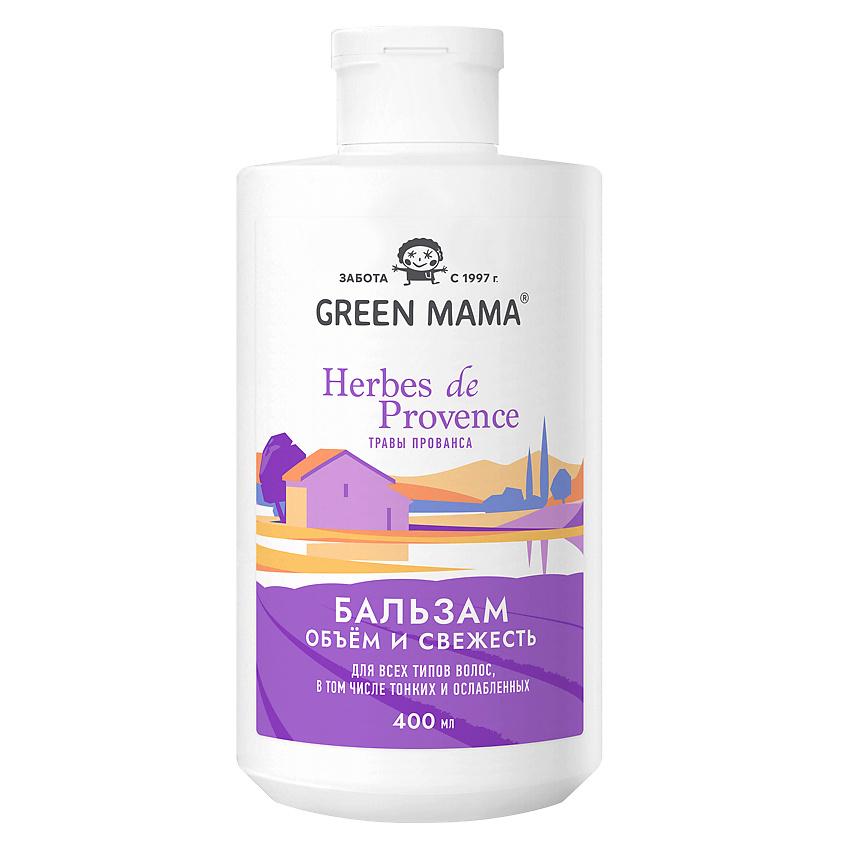 Изображение товара GREEN MAMA Бальзам для волос объем и свежесть с травами прованса для всех типов волос Herbes de Provence, 400 мл