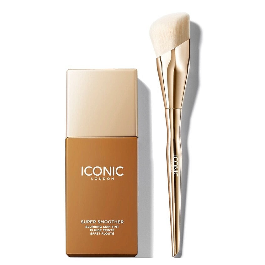 Изображение товара ICONIC LONDON Набор для лица Super Smoother Blurring Тональный крем+Кисть, golden deep