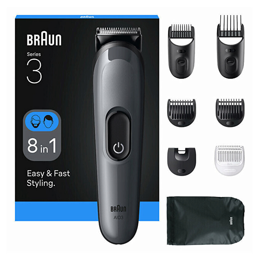 Изображение товара BRAUN Универсальный триммер Series 3 AIO3540 8 в 1, Серый