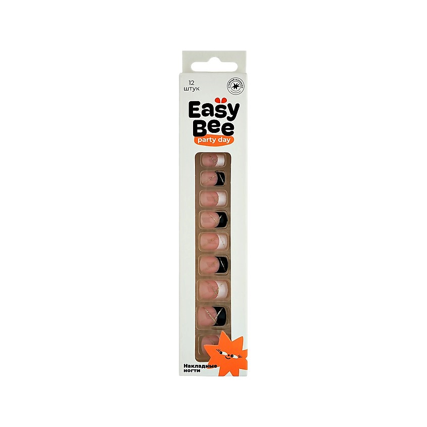 Изображение товара EASYBEE Набор накладных ногтей с клеевыми стикерами NAIL DAY, Black & White French