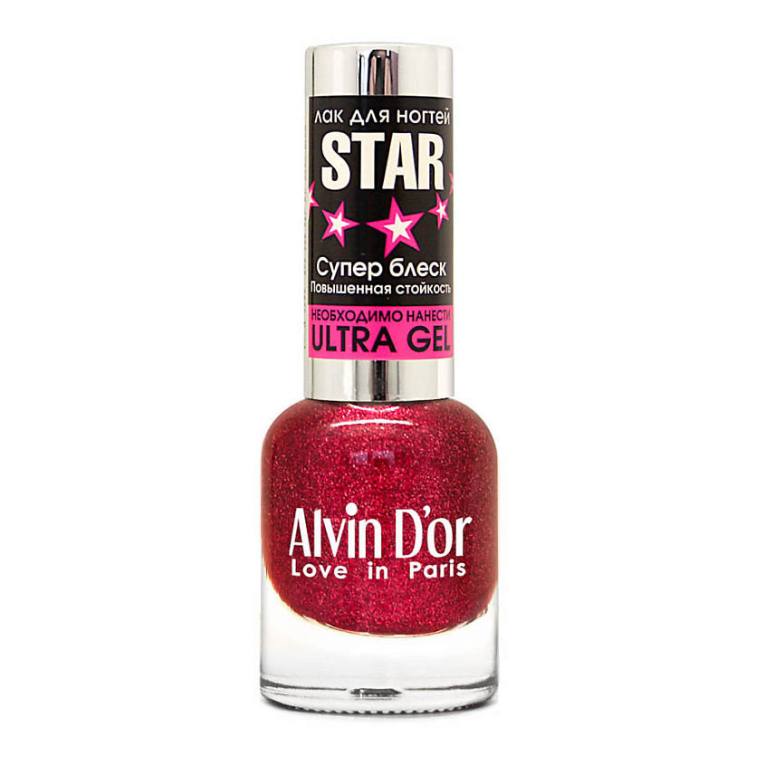 Изображение товара ALVIN D’OR Лак для ногтей STAR Супер Блеск, цвет: Красный