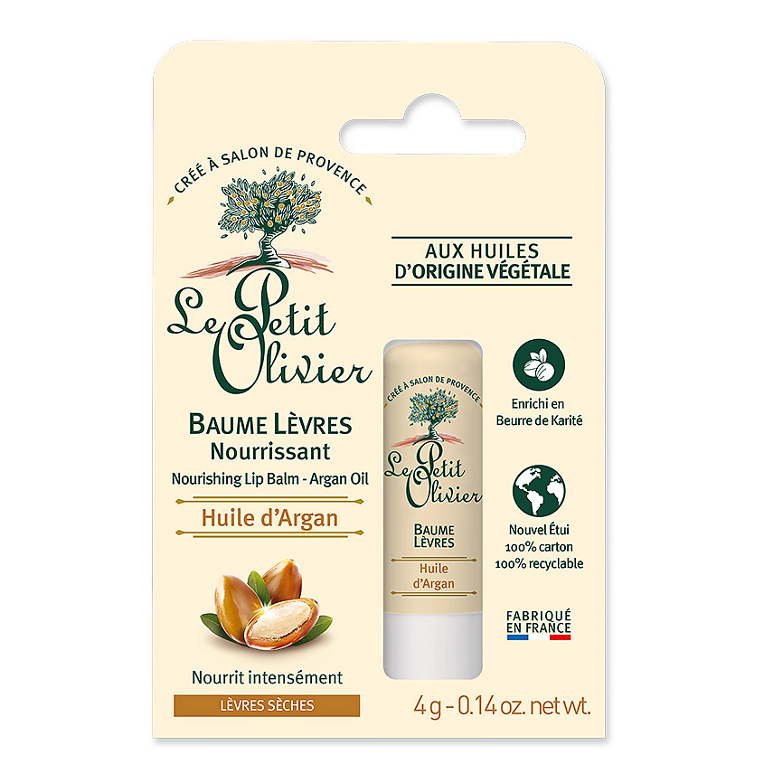 Изображение товара LE PETIT OLIVIER Бальзам для губ питательный c маслом Арганы Huile d'Argan Nourishing Lip Balm, 4 г