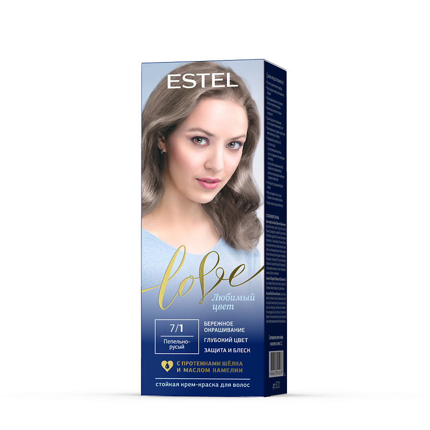Изображение товара ESTEL PROFESSIONAL Краска для волос, стойкая LOVE тон 7/1 Пепельно-русый, 115 мл