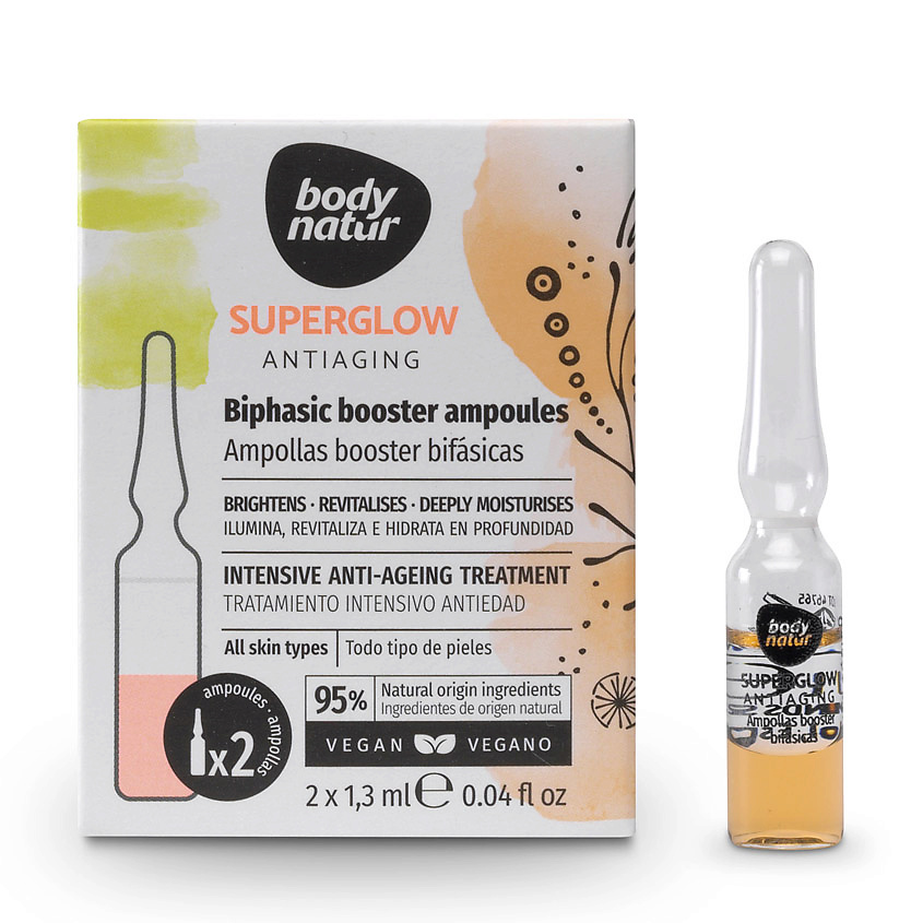 Изображение товара BODY NATUR Ампулы для лица двухфазные Superglow Antiaging Biphasic Booster Ampoules, 2 шт.