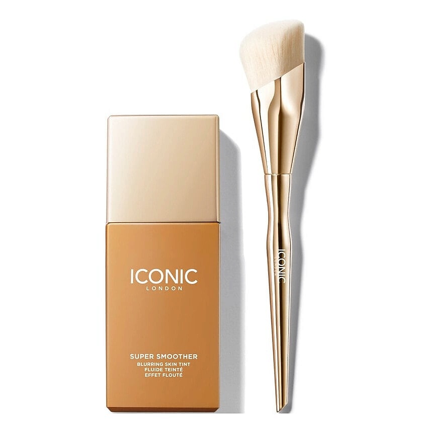 Изображение товара ICONIC LONDON Набор для лица Super Smoother Blurring Тональный крем+Кисть, Golden Tan