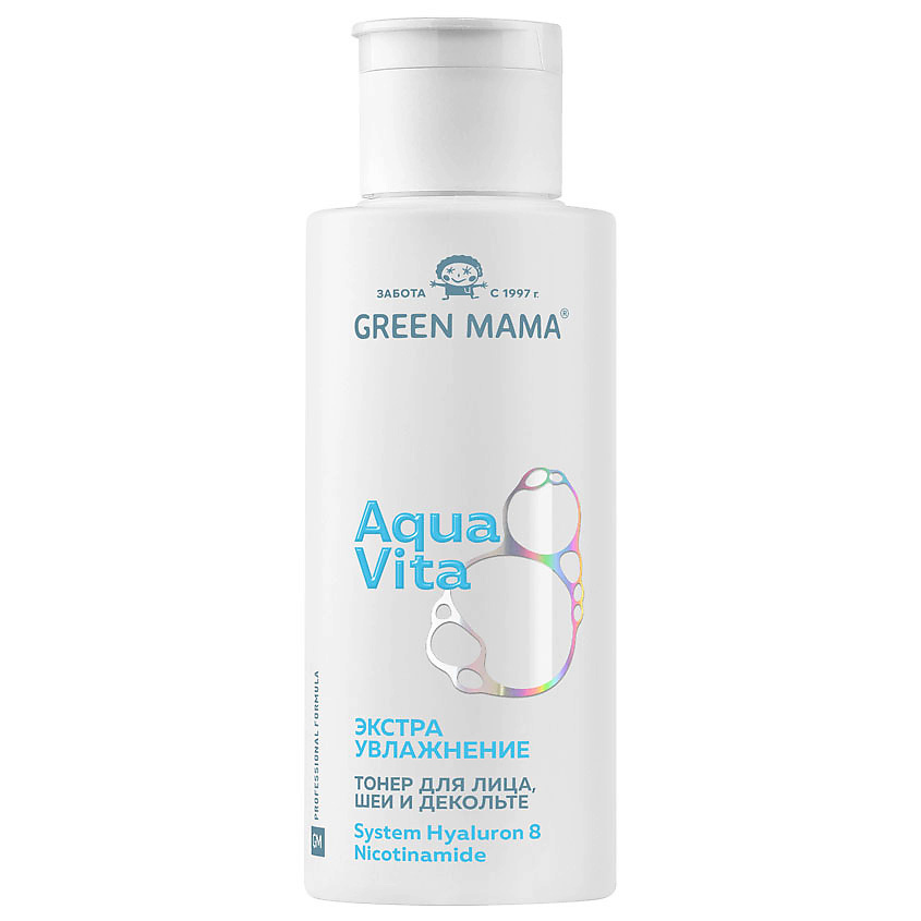 Изображение товара GREEN MAMA Тонер для лица, шеи и декольте экстраувлажнение Aqua Vita, 100 мл