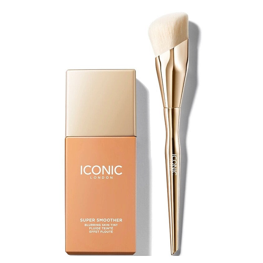 Изображение товара ICONIC LONDON Набор для лица Super Smoother Blurring Тональный крем+Кисть, Neutral Tan