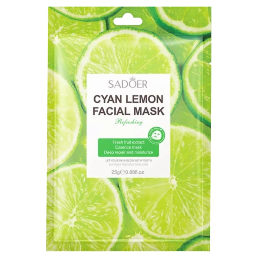 Изображение товара SADOER Тканевая маска для лица тонизирующая с экстрактом лайма, 25 гр