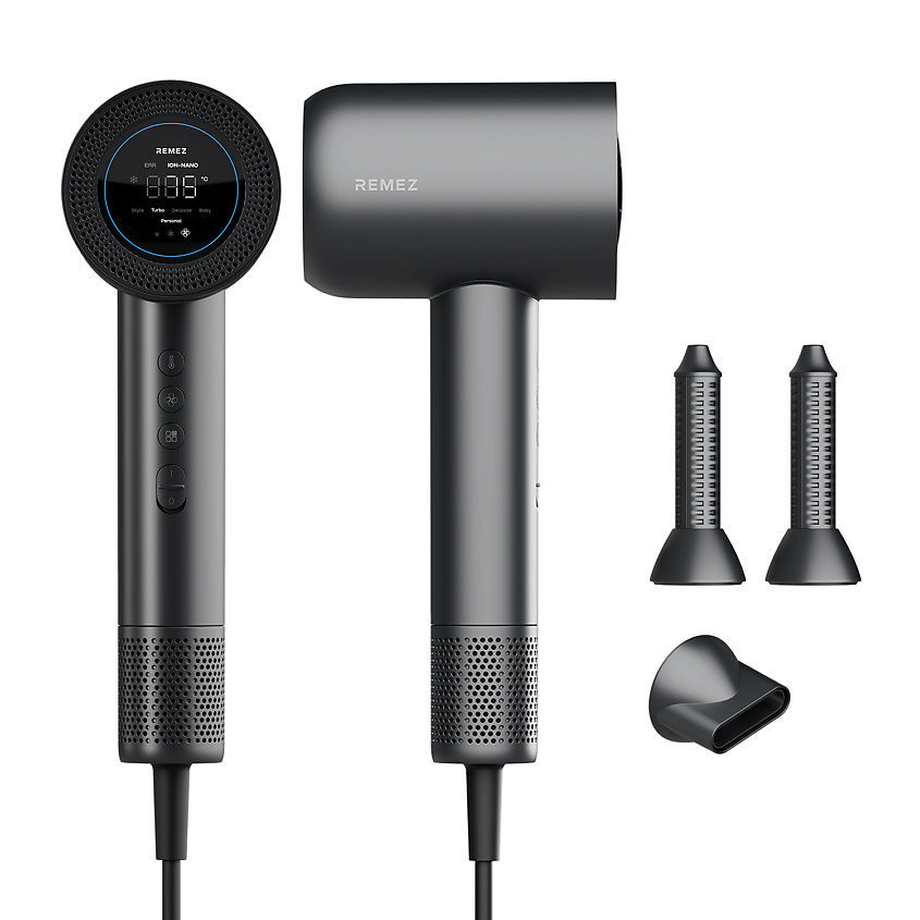 Изображение товара REMEZ Фен-стайлер с персональной настройкой температуры и магнитными насадками MODEL S RMB-707, Черный
