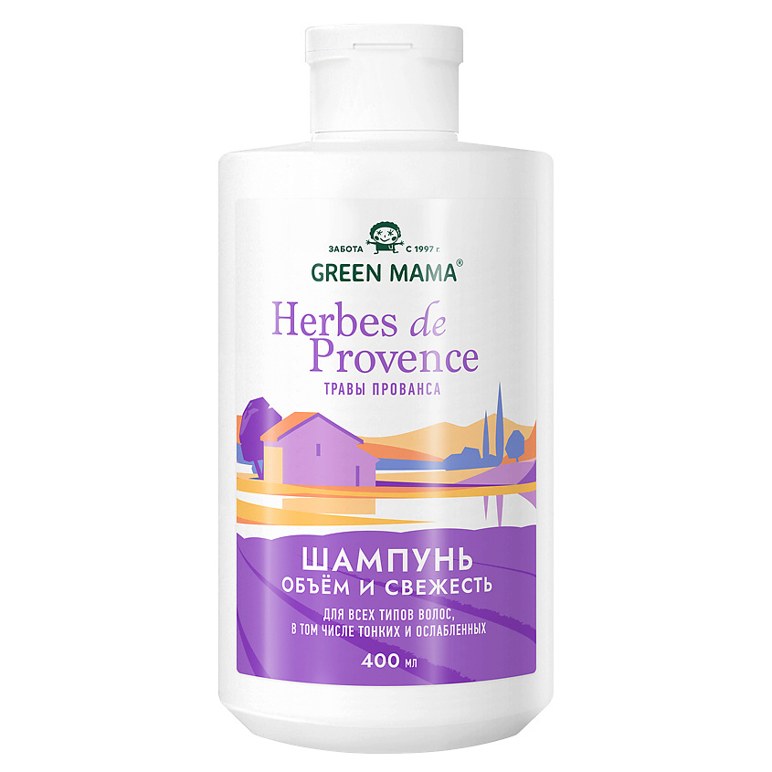 Изображение товара GREEN MAMA Шампунь объем и свежесть с травами прованса для всех типов волос Herbes de Provence, 400 мл