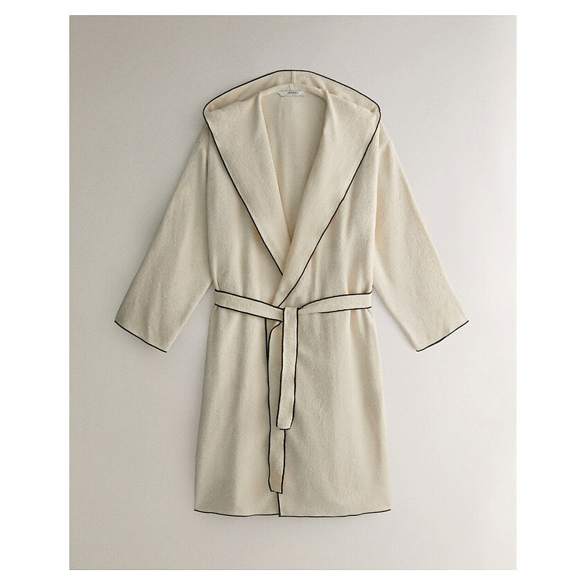 Изображение товара Халат ZARA HOME из хлопка с капюшоном и боковыми карманами