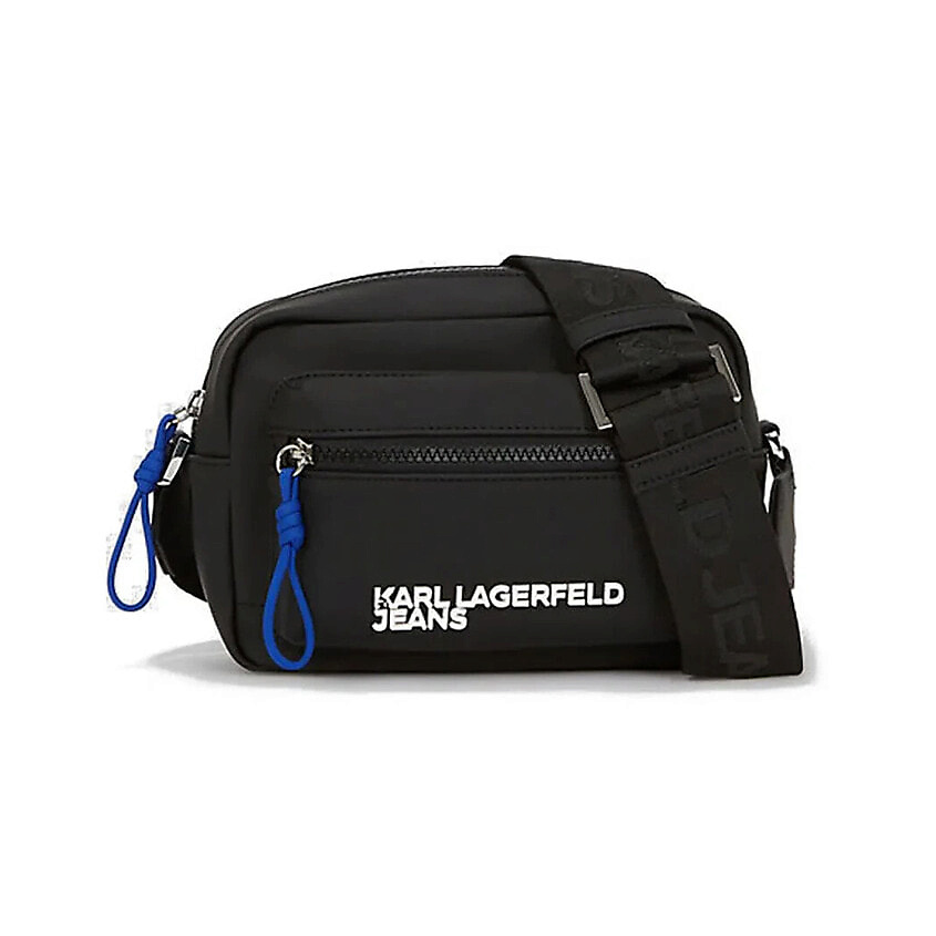 Изображение товара Стильная сумка-кошелек KARL LAGERFELD из лакированной кожи с цепочкой синяя