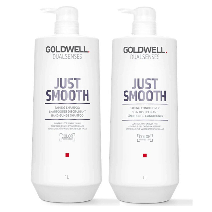 Изображение товара Goldwell Dualsenses Just Smooth Bundle XL шампунь и кондиционер для гладкости волос 2x1000 мл