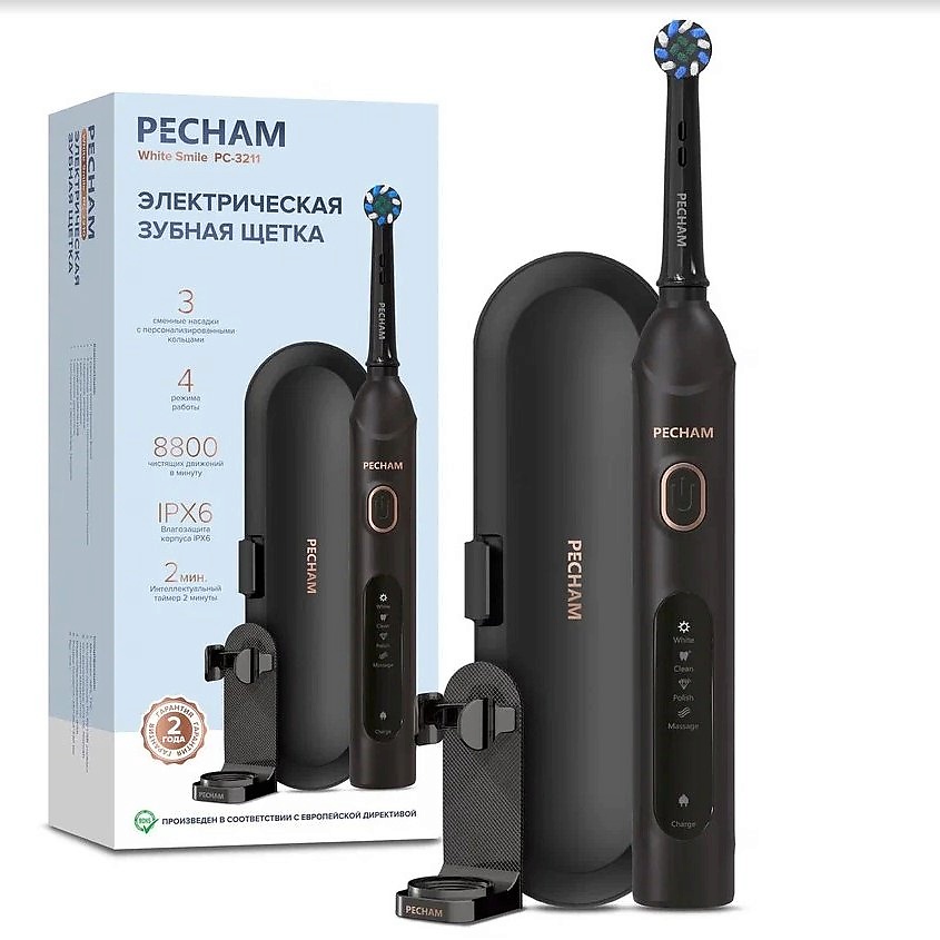 Изображение товара Электрическая зубная щетка PECHAM White Smile PC-3210 ультразвуковая с четырьмя режимами