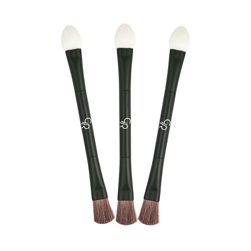 Изображение товара GOLDEN ROSE Набор двусторонних кистей для теней DOUBLE ENDED EYESHADOW BRUS, 3 шт