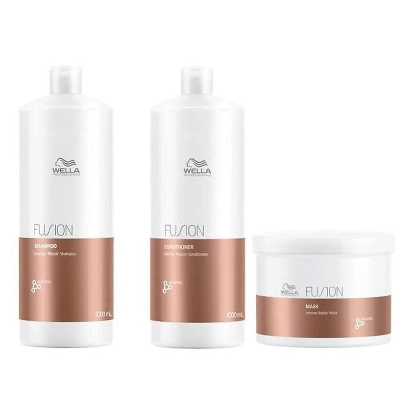 Изображение товара WELLA Набор для интенсивного восстановления волос Fusion, 1000 мл + 1000 мл + 500 мл