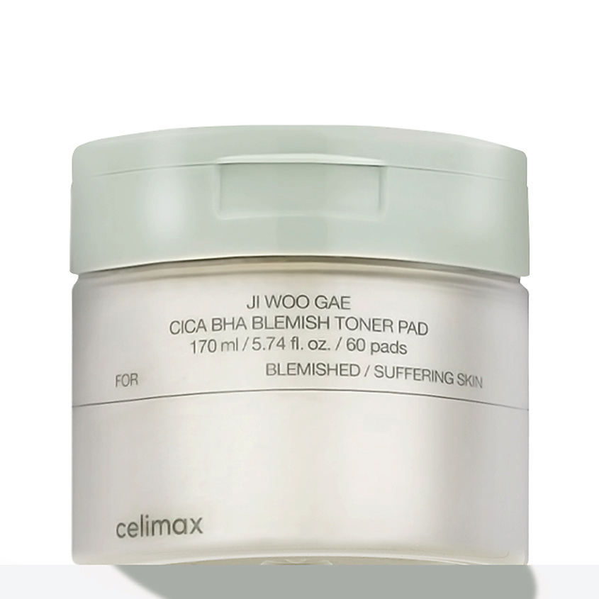 Изображение товара CELIMAX Тонер-пэды с кислотами Ji Woo Gae Cica BHA Blemish Toner Pad, 60шт