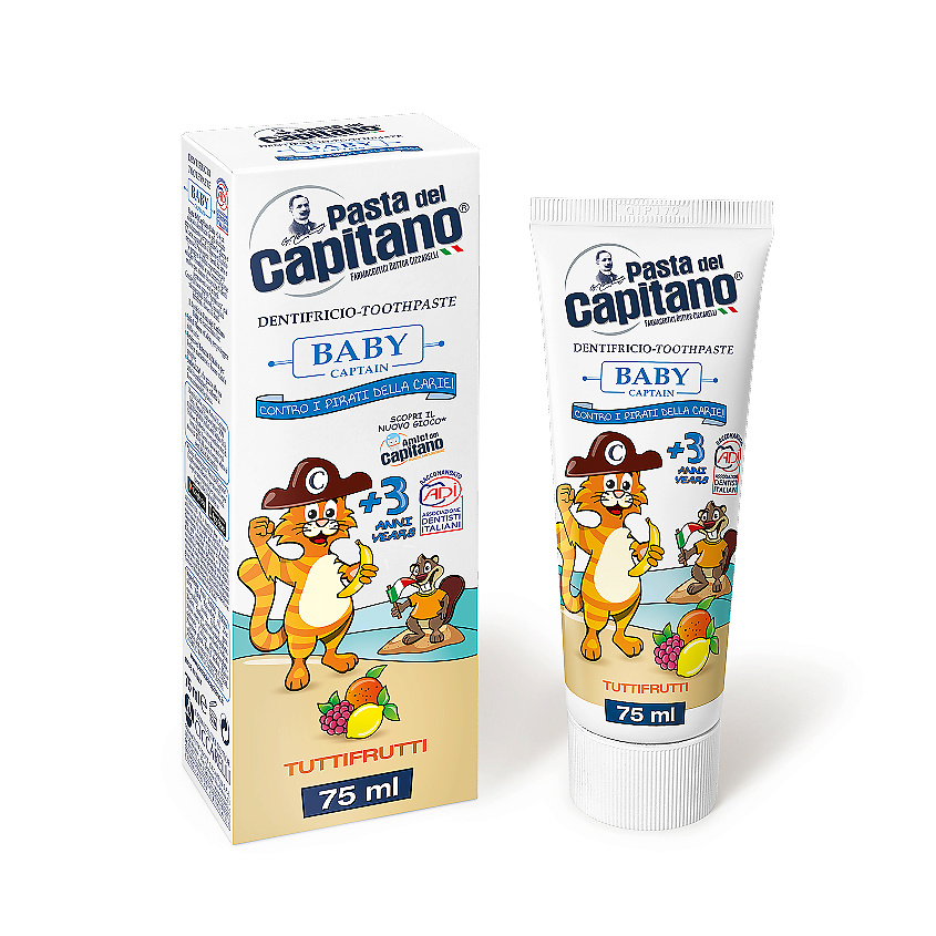 Изображение товара PASTA DEL CAPITANO Зубная паста детская "Тутти-фрутти" 3+ Baby, 75 мл
