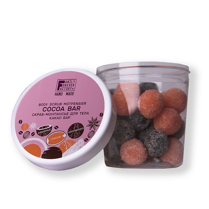 Изображение товара FAMILY FOREVER FACTORY Скраб-монпасье для тела "КАКАО БАР" Hand Made, 300 г