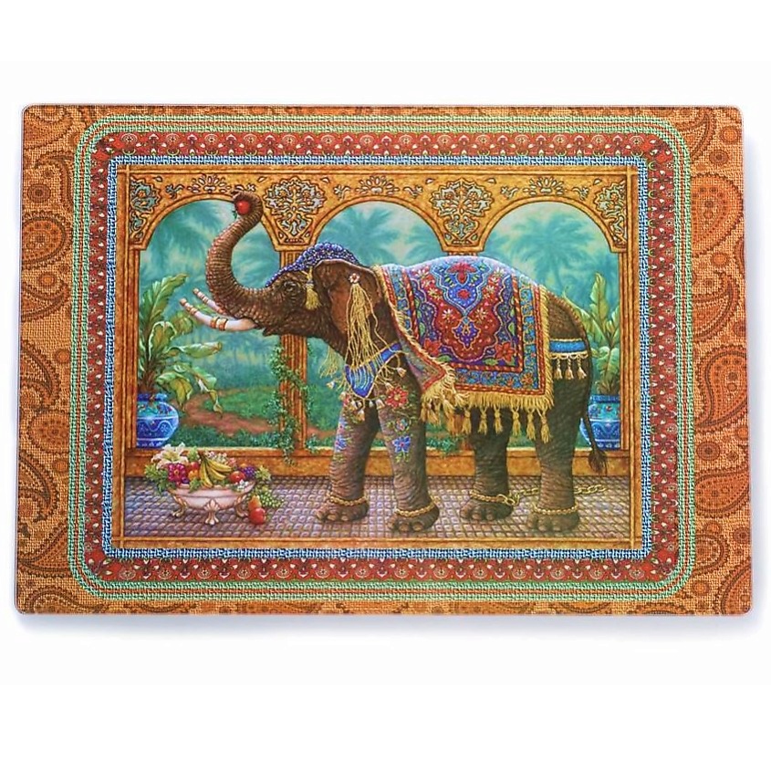 Изображение товара GIFT'N'HOME Разделочная доска подарочная стеклянная Слон Маракеш, 1 шт.