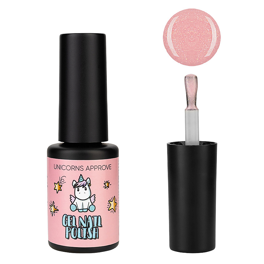 Изображение товара UNICORNS APPROVE Гель-лак покрытие Pastel Shades, № 004 Пыльно-розовая база с золотистым шиммером, 6 мл