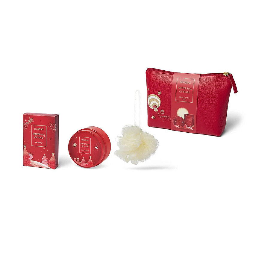 Изображение товара DOUGLAS Набор Winter Full of Stars Small Bath Set, 100 г + 100 мл + 1 губка + Косметичка