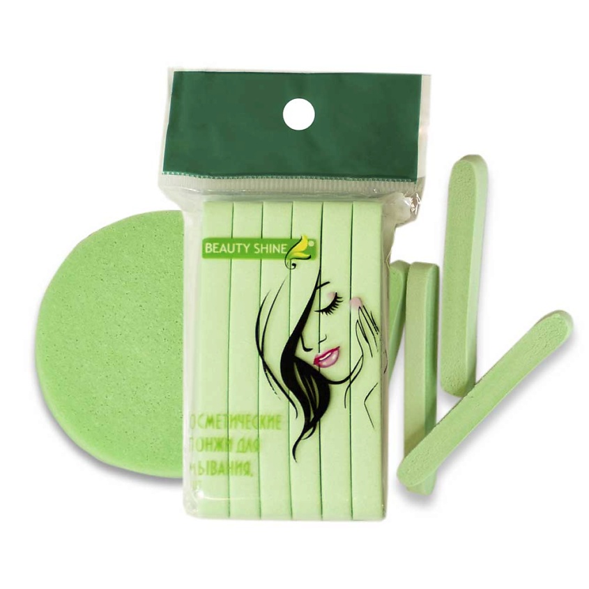 Изображение товара Косметический спонж для умывания BEAUTY SHINE, целлюлоза, зеленый