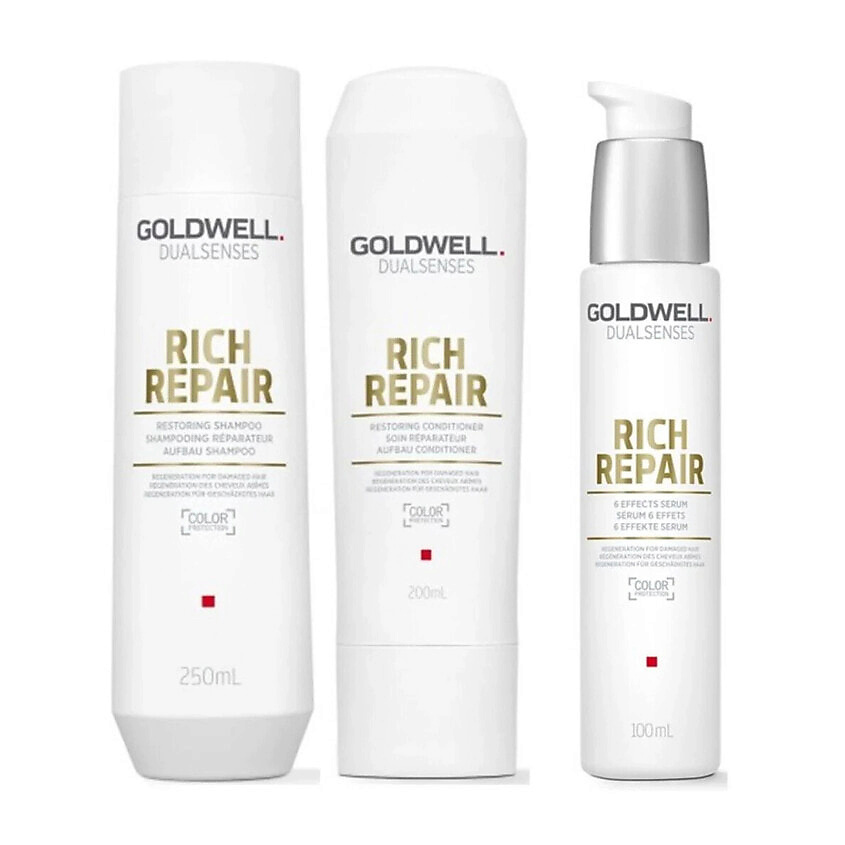 Изображение товара GOLDWELL Набор Dualsenses Rich Repair Bundle – Effekt-Serum Set, 250 мл + 200 мл + 100 мл