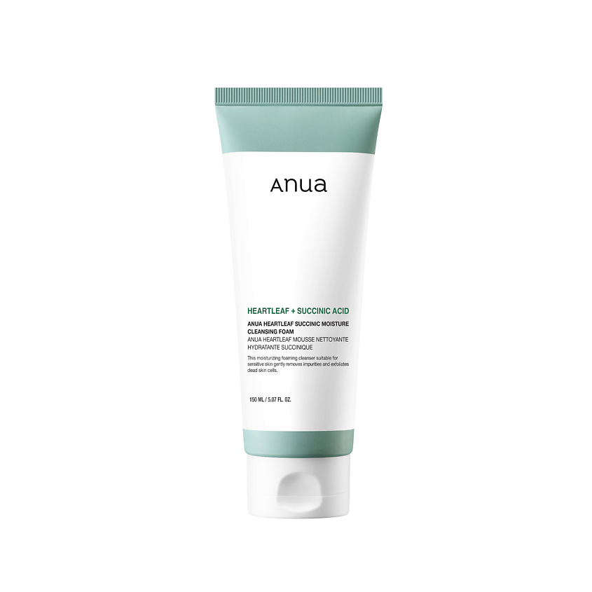 Изображение товара ANUA Гель-пенка для умывания с янтарной кислотой HEARTLEAF SUCCINIC MOISTURE CLEANSING FOAM, 150 мл