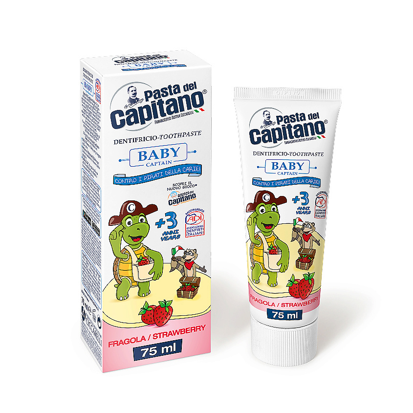 Изображение товара PASTA DEL CAPITANO Зубная паста детская Клубника 3+ Baby, 75 мл