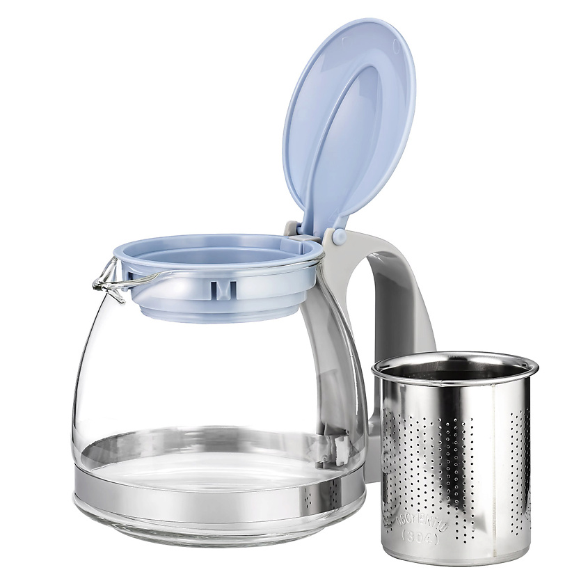 Изображение товара LARA Чайник заварочный 700 мл стеклянный с фильтром, цвет: Голубой