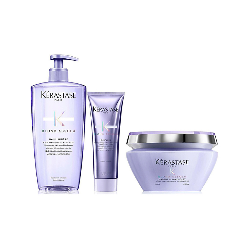 Изображение товара KERASTASE Косметический набор для питания волос для блондинок Blond Absolu, 500 мл; 250 мл; 200 мл.