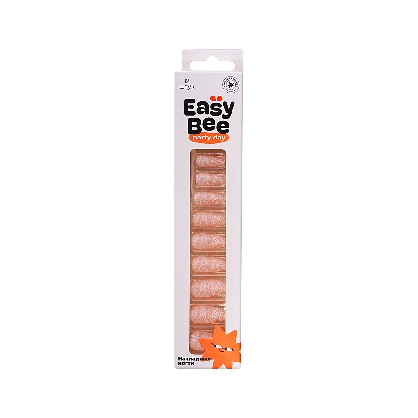 Изображение товара набор накладных ногтей EASYBEE NAIL DAY Tender Laces 12 шт + клеевые стикеры 24 шт