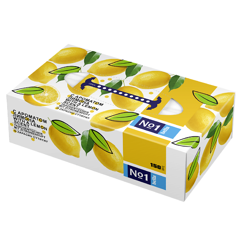 Изображение товара BELLA №1 Платочки универсальные с запахом лимона, 150 шт.