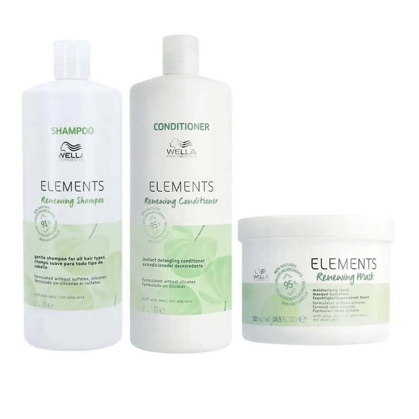 Изображение товара Wella Elements Renewing Набор для волос шампунь 1000 мл кондиционер 1000 мл маска 500 мл