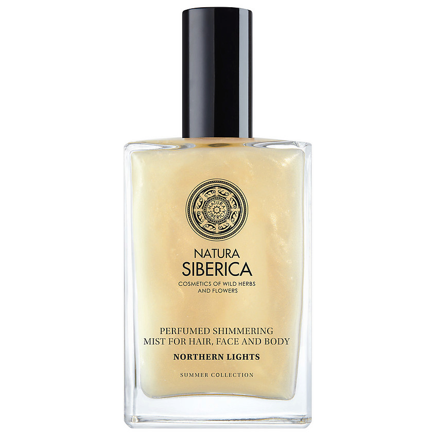 Изображение товара NATURA SIBERICA Увлажняющий парфюмированный мист для волос лица и тела с золотым шиммером Northern Lights, 100 мл