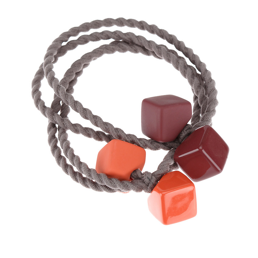 Изображение товара DEWAL BEAUTY Резинки для волос "Цветные кубики", оранжево-коричневый