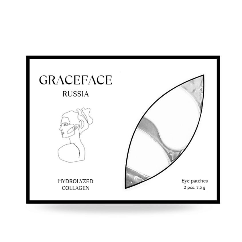 Изображение товара GRACE FACE Патчи гидрогелевые увлажняющие для глаз с коллагеном от мешков, отеков темных кругов, 2 шт
