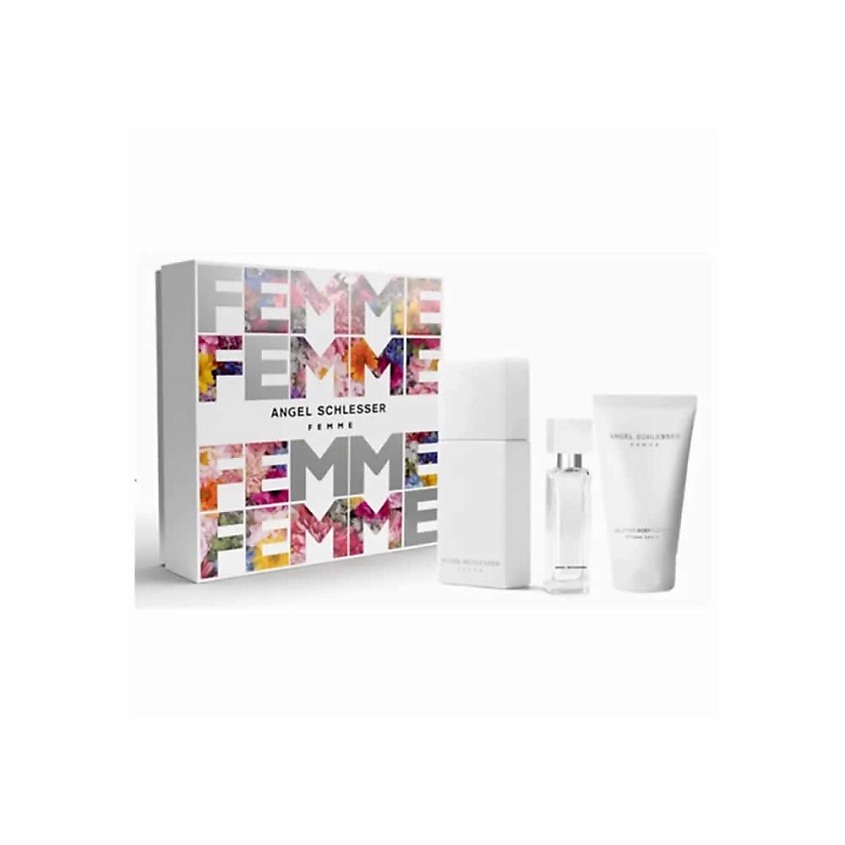 Изображение товара ANGEL SCHLESSER Набор Angel Schlesser Femme: Туалетная вода + Миниатюра + Крем для тела, 100 мл + 15 мл + 100 мл