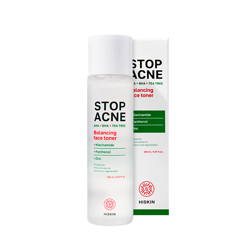 

HISKIN Тонер для лица балансирующий AHA + BHA + TEA TREE STOP ACNE 150, Тонер для лица балансирующий AHA + BHA + TEA TREE STOP ACNE