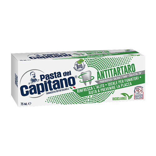 

PASTA DEL CAPITANO Зубная паста против зубного камня Antitartaro 75, Зубная паста против зубного камня Antitartaro
