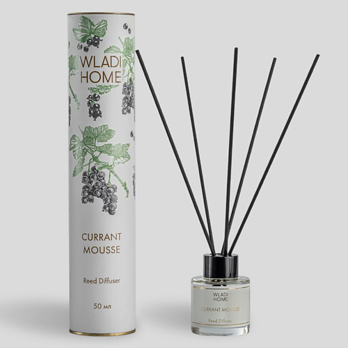 

WLADI HOME Диффузор ароматический для дома с палочками Смородиновый мусс 50, Диффузор ароматический для дома с палочками Смородиновый мусс