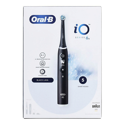 

BRAUN Электрическая зубная щетка Oral-B iO Series 6N Black Onyx, Электрическая зубная щетка Oral-B iO Series 6N Black Onyx