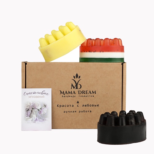 

MAMA DREAM Массажное мыло скраб с люфой набор 3 шт "Арбуз/груша/кофе", Массажное мыло скраб с люфой набор 3 шт "Арбуз/груша/кофе"