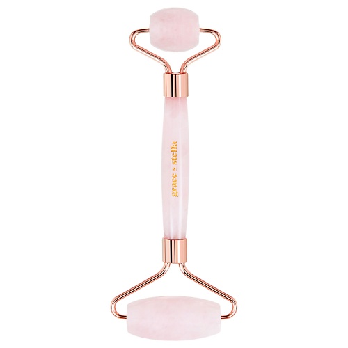 

GRACE AND STELLA Роллер-массажер для лица двусторонний из розового кварца, Роллер-массажер для лица двусторонний из розового кварца