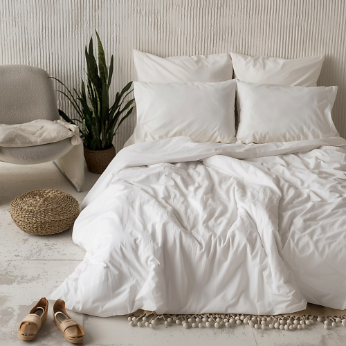 

PASIONARIA Постельное белье "Куки" 2 спальное Вареный хлопок 220х240 Белый, Постельное белье "Куки" 2 спальное Вареный хлопок 220х240 Белый