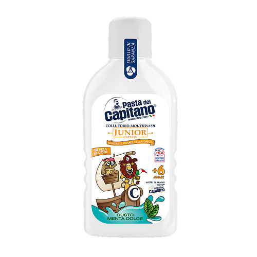 PASTA DEL CAPITANO Ополаскиватель для полости рта детский мятный 6+ Junior 400