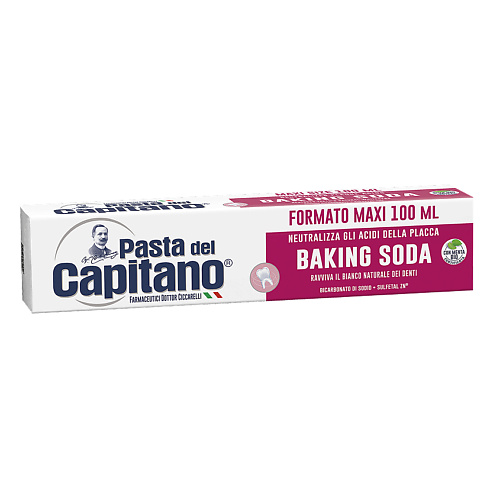 

PASTA DEL CAPITANO Зубная паста с пищевой содой Baking Soda 100, Зубная паста с пищевой содой Baking Soda